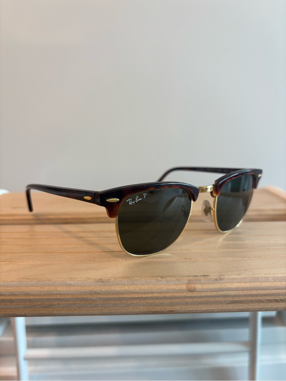 Ray-Ban Clubmaster Polarized Sunglasses in Tortoiseshell/Gold